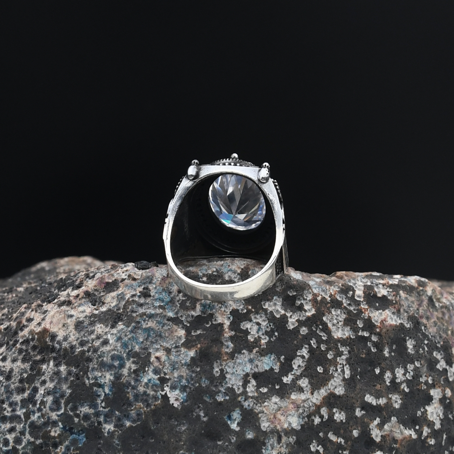 Kral Tacı Motifli Gümüş Yüzük