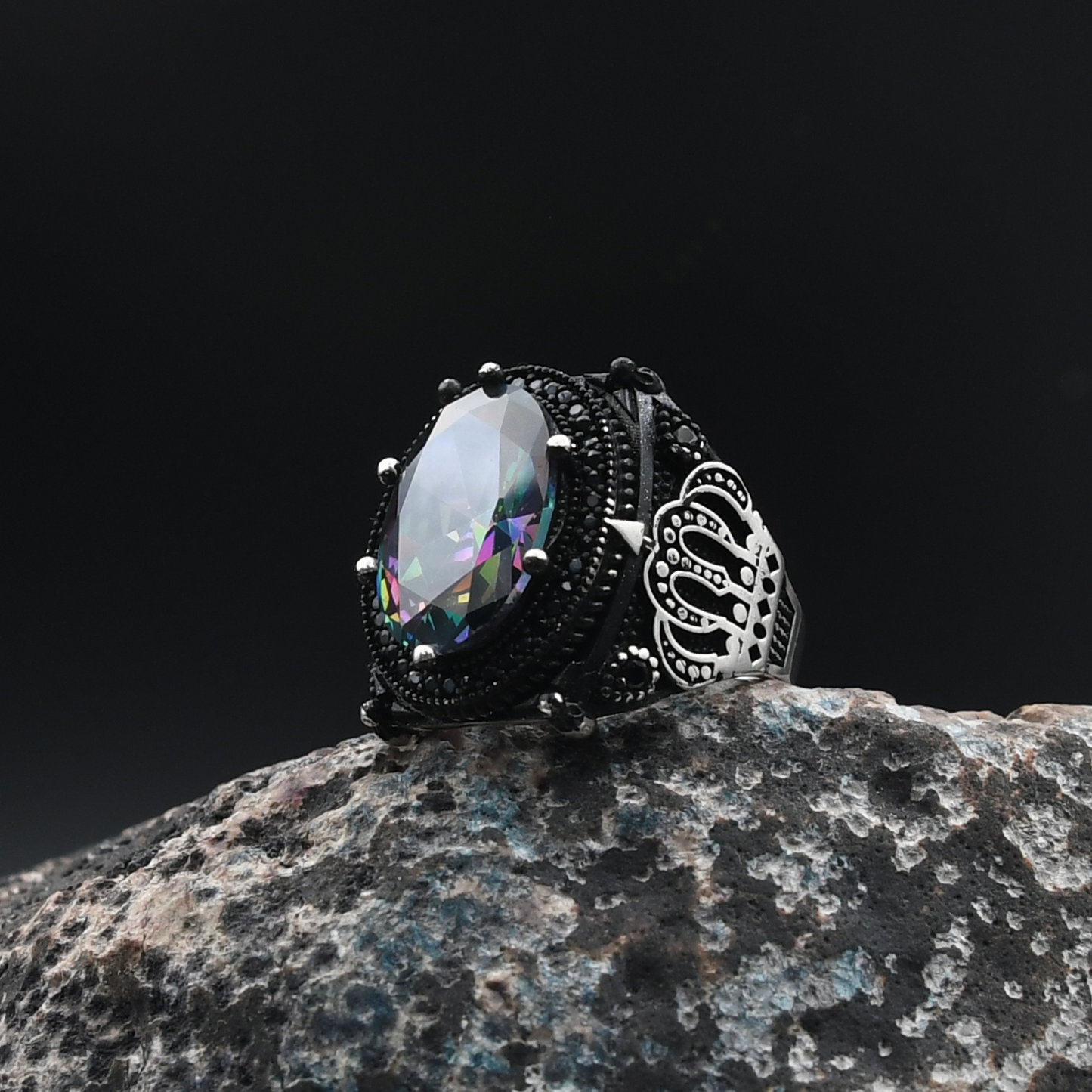 Kral Tacı Motifli Gümüş Yüzük