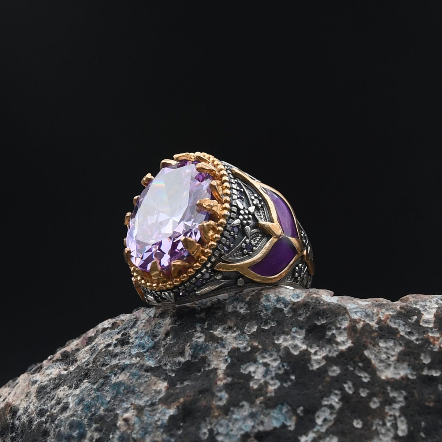 Ametist Taşlı Gümüş Yüzük