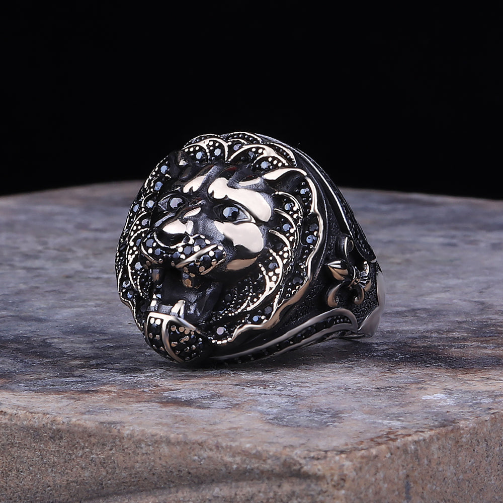 Aslan Motifli 925 Ayar Gümüş Erkek Yüzük (YY-002)