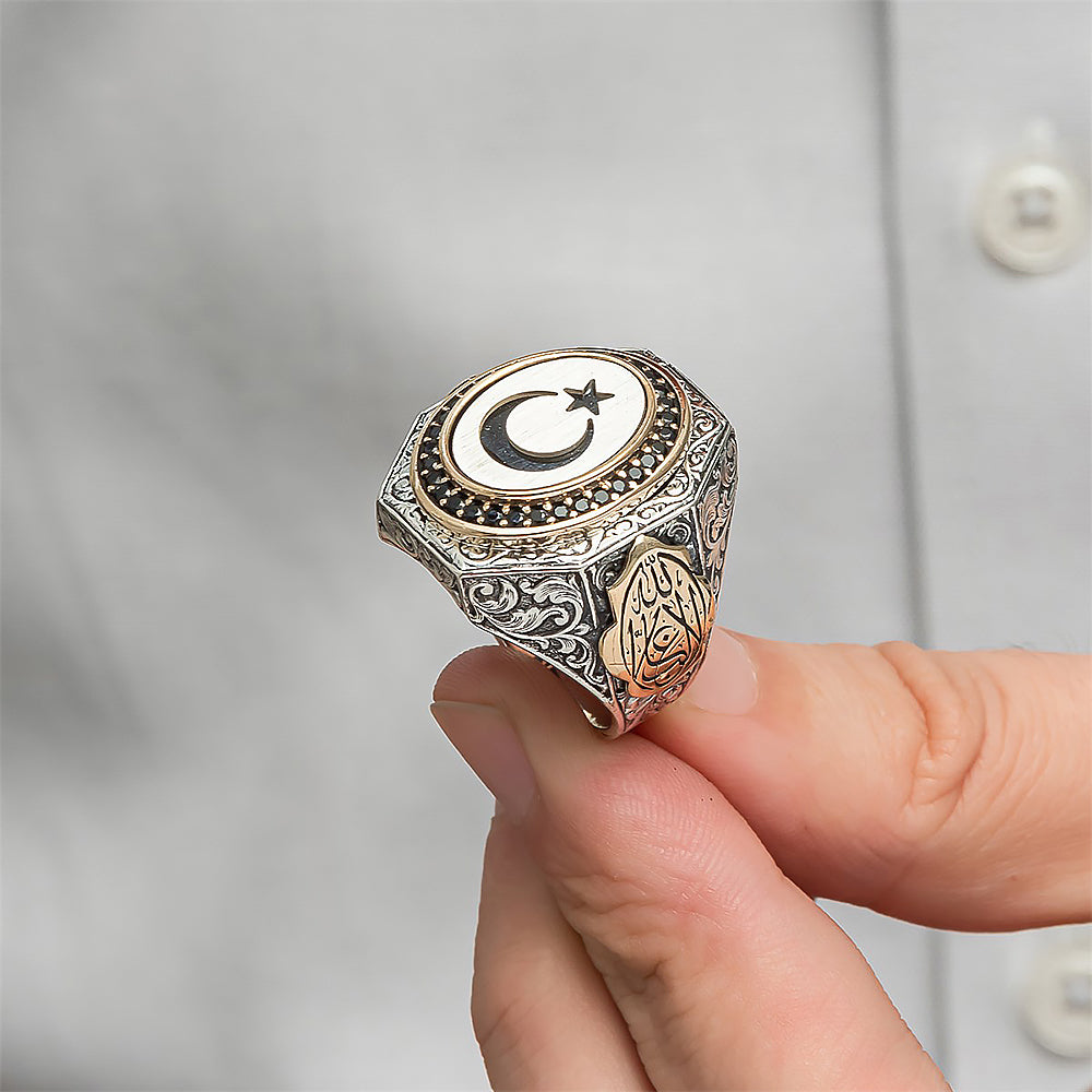 Ay Yıldızlı Gümüş Yüzük