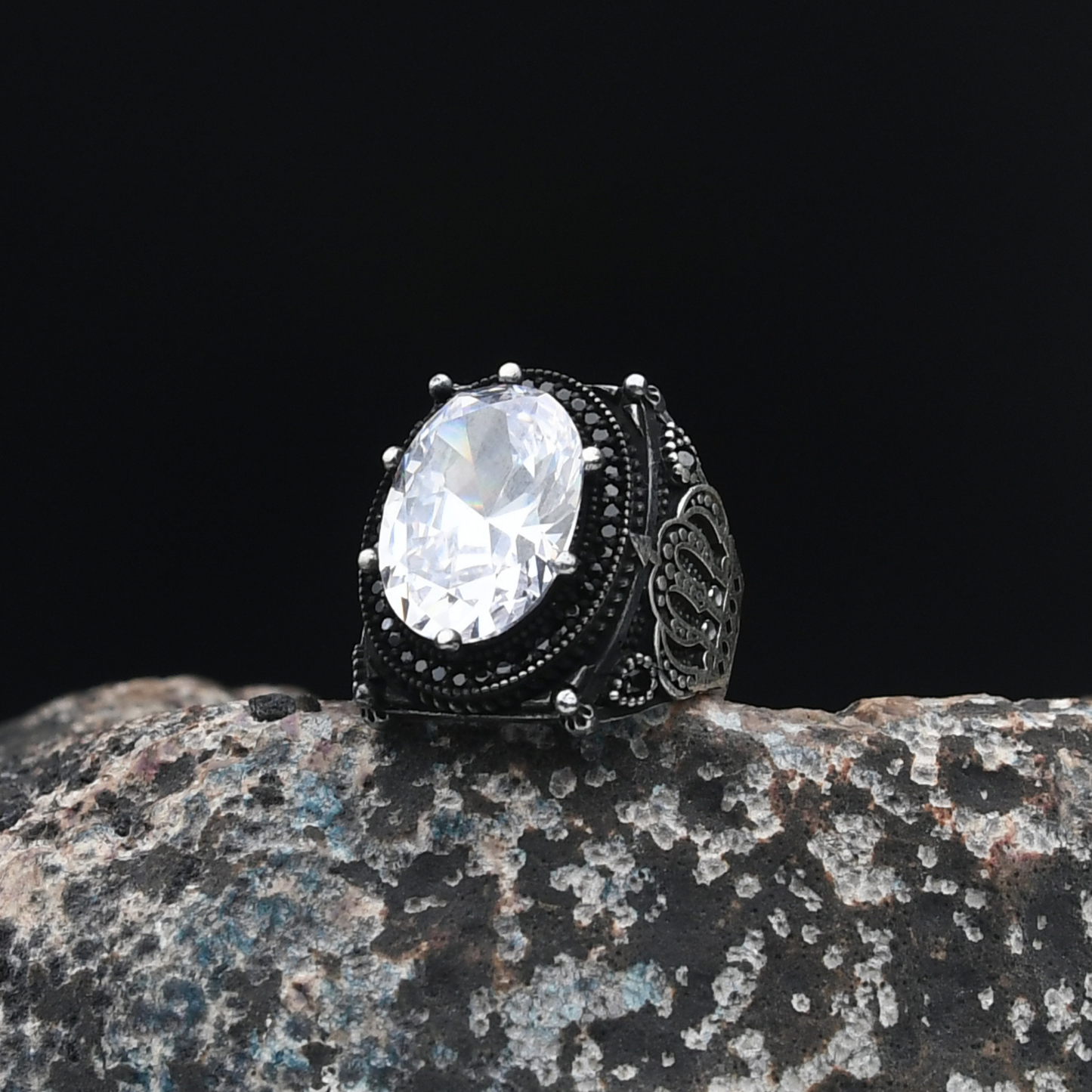 Kral Tacı Motifli Gümüş Yüzük