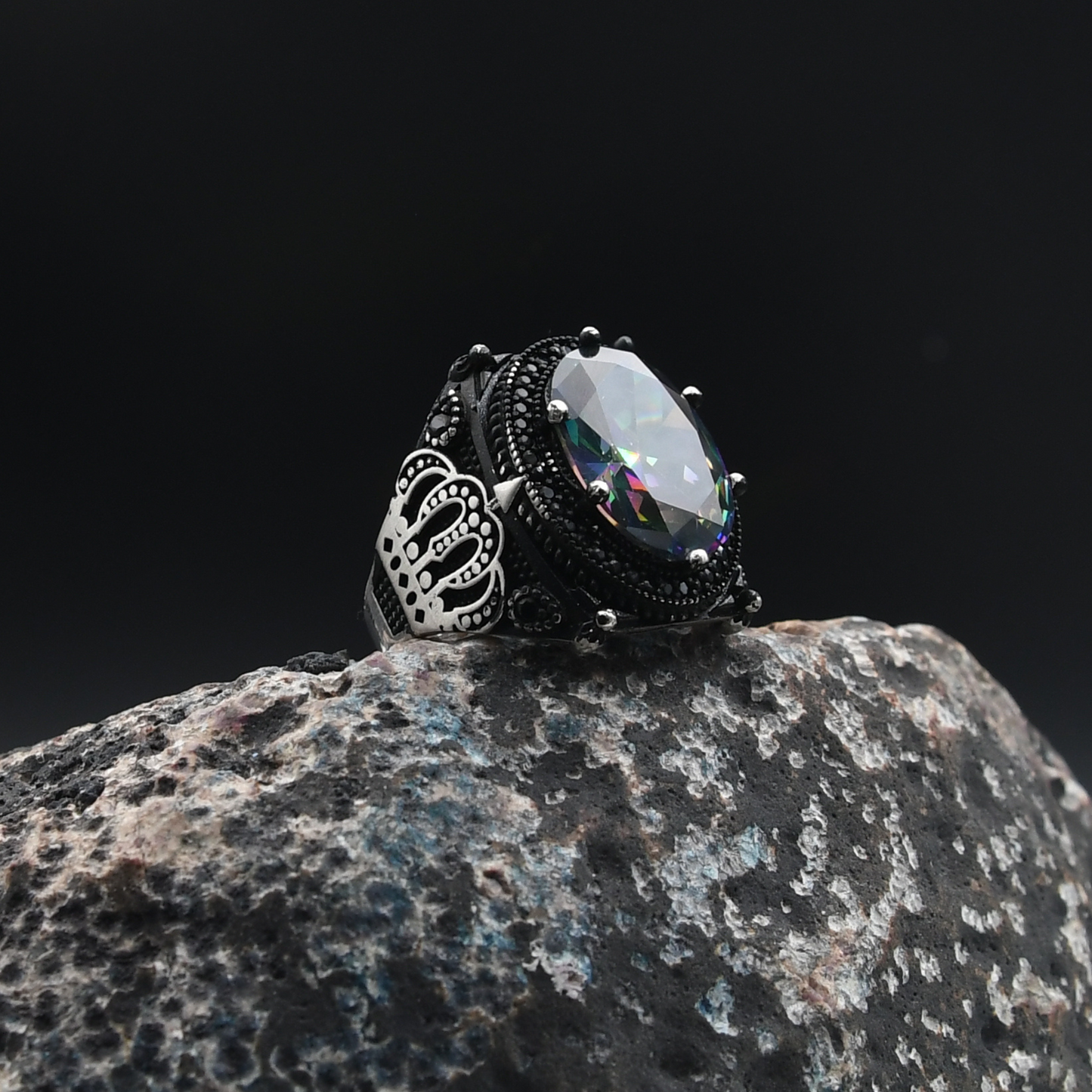 Kral Tacı Motifli Gümüş Yüzük