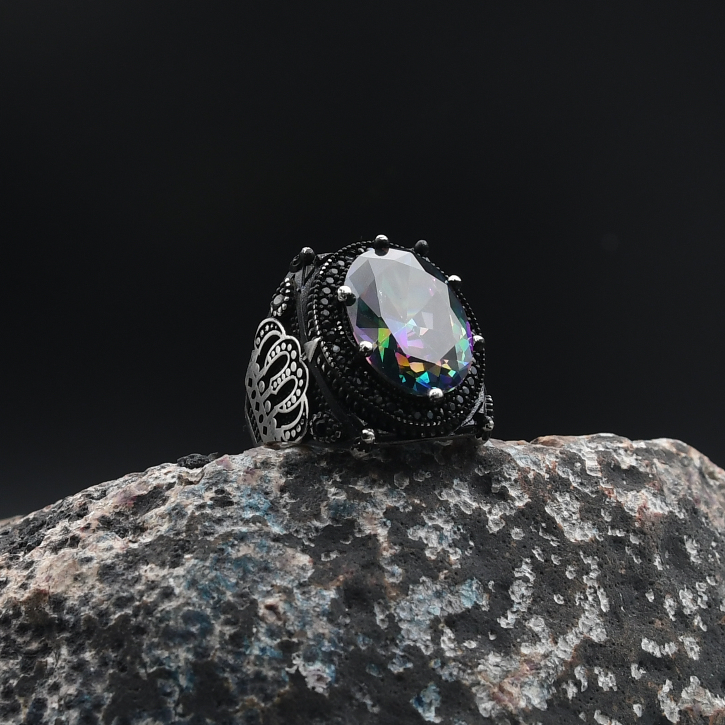 Kral Tacı Motifli Gümüş Yüzük