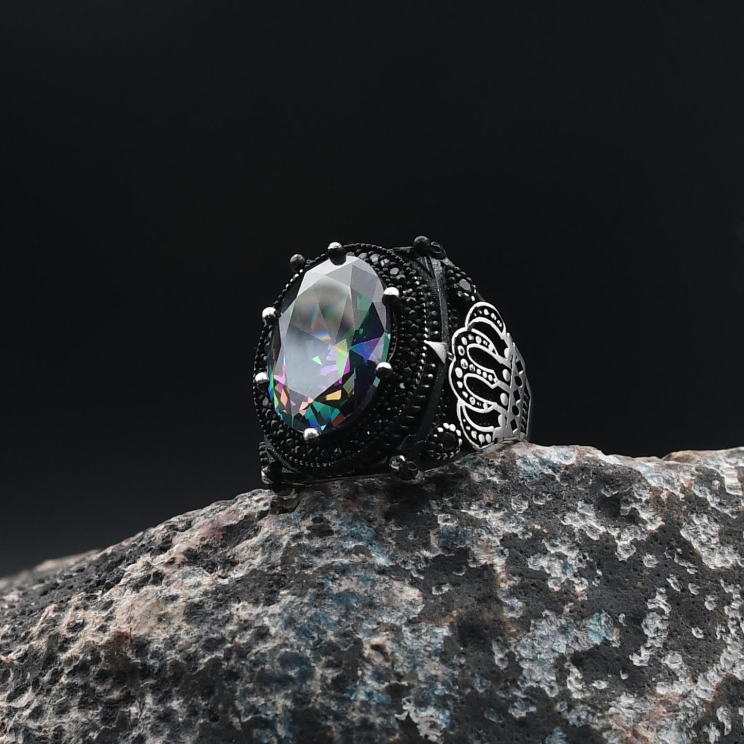 Kral Tacı Motifli Gümüş Yüzük