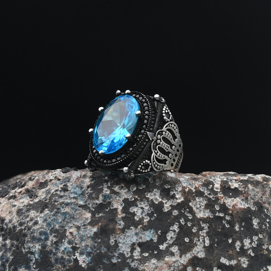 Kral Tacı Motifli Gümüş Yüzük