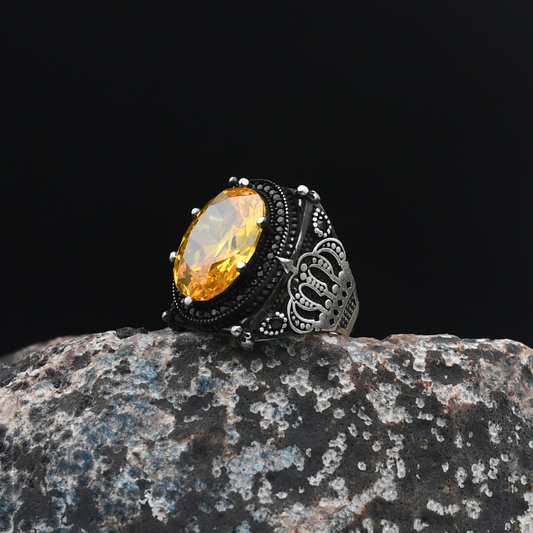 Kral Tacı Motifli Gümüş Yüzük