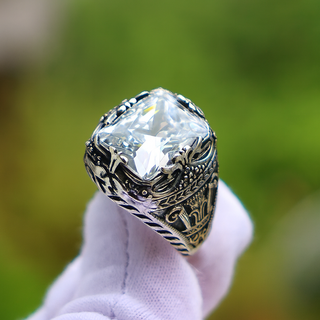 Beyaz Zirkon Taşlı Gümüş Yüzük