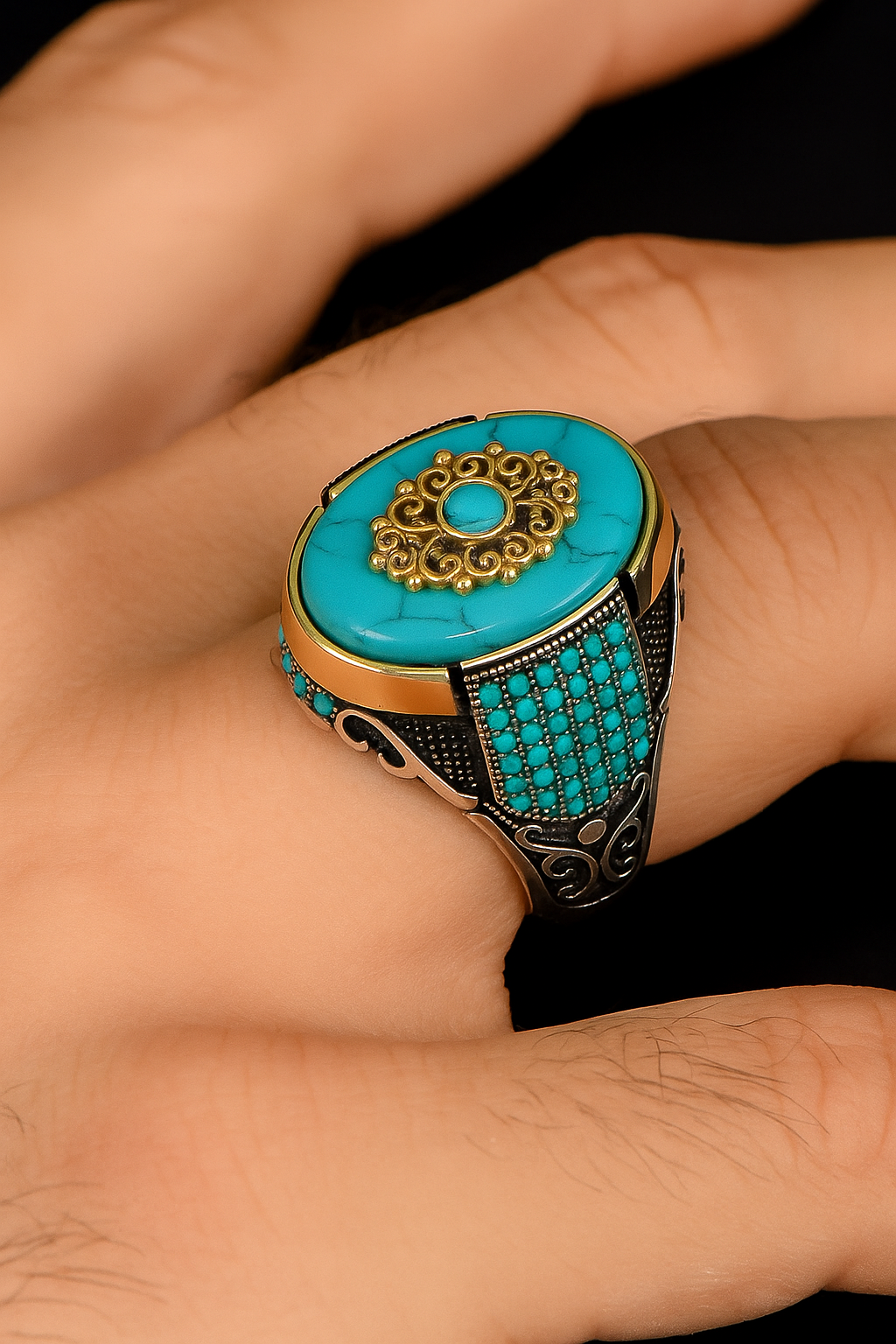 Firuze Taşlı Gümüş Yüzük