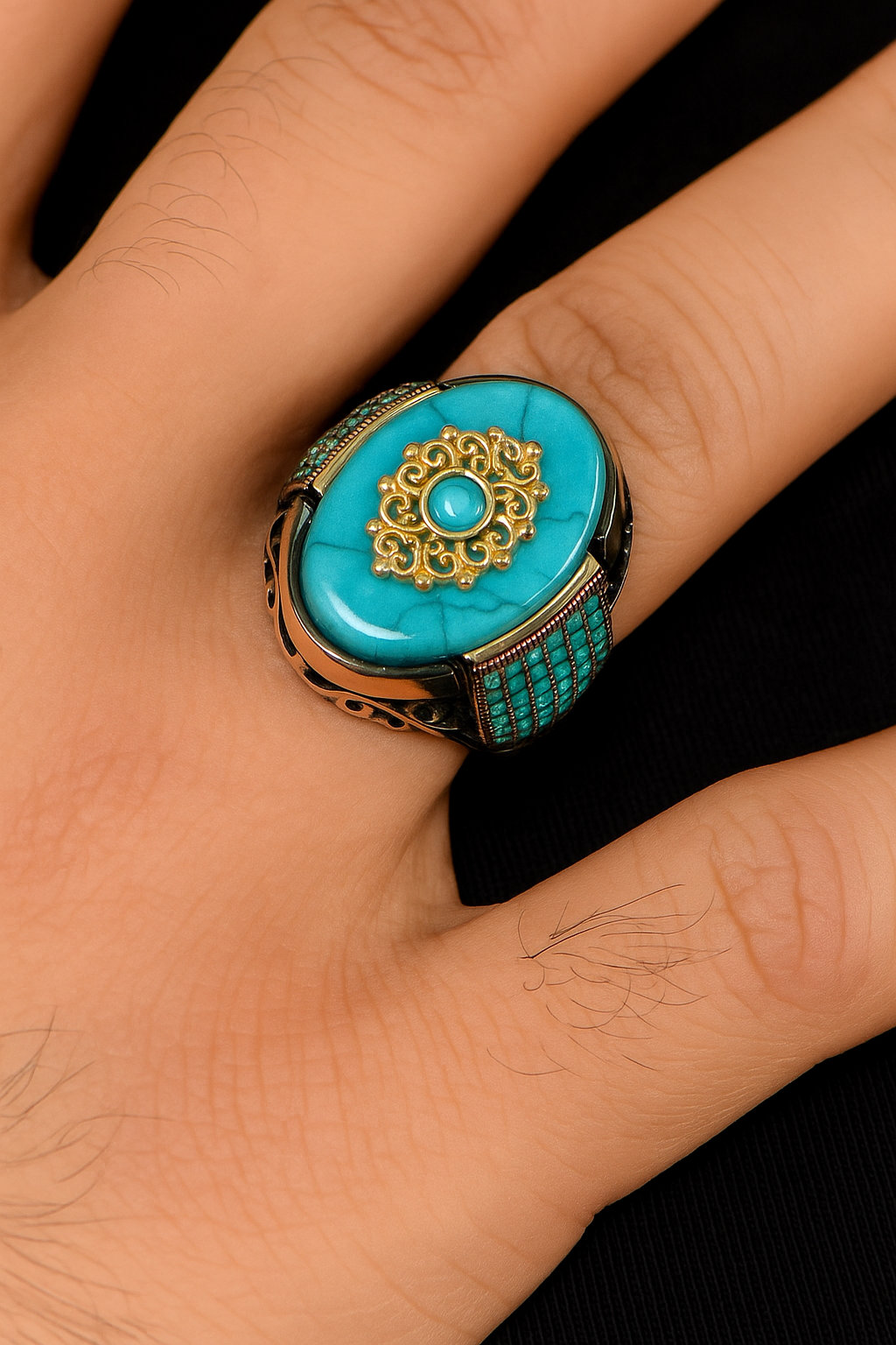 Firuze Taşlı Gümüş Yüzük