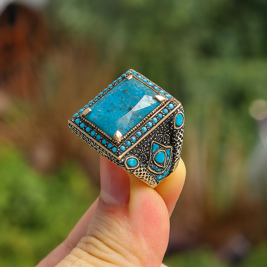 Mavi Paraiba Taşlı Gümüş Yüzük