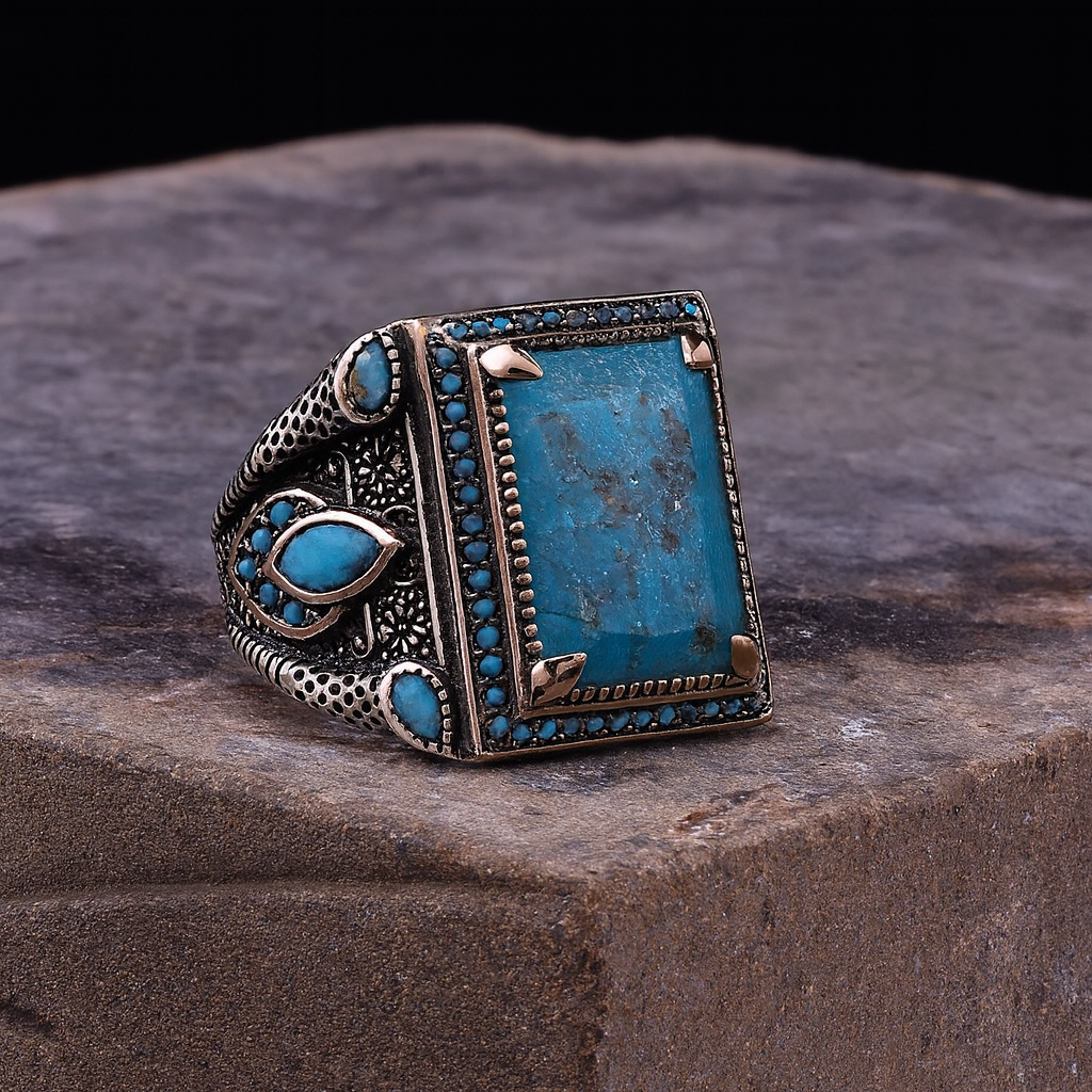 Mavi Paraiba Taşlı Gümüş Yüzük