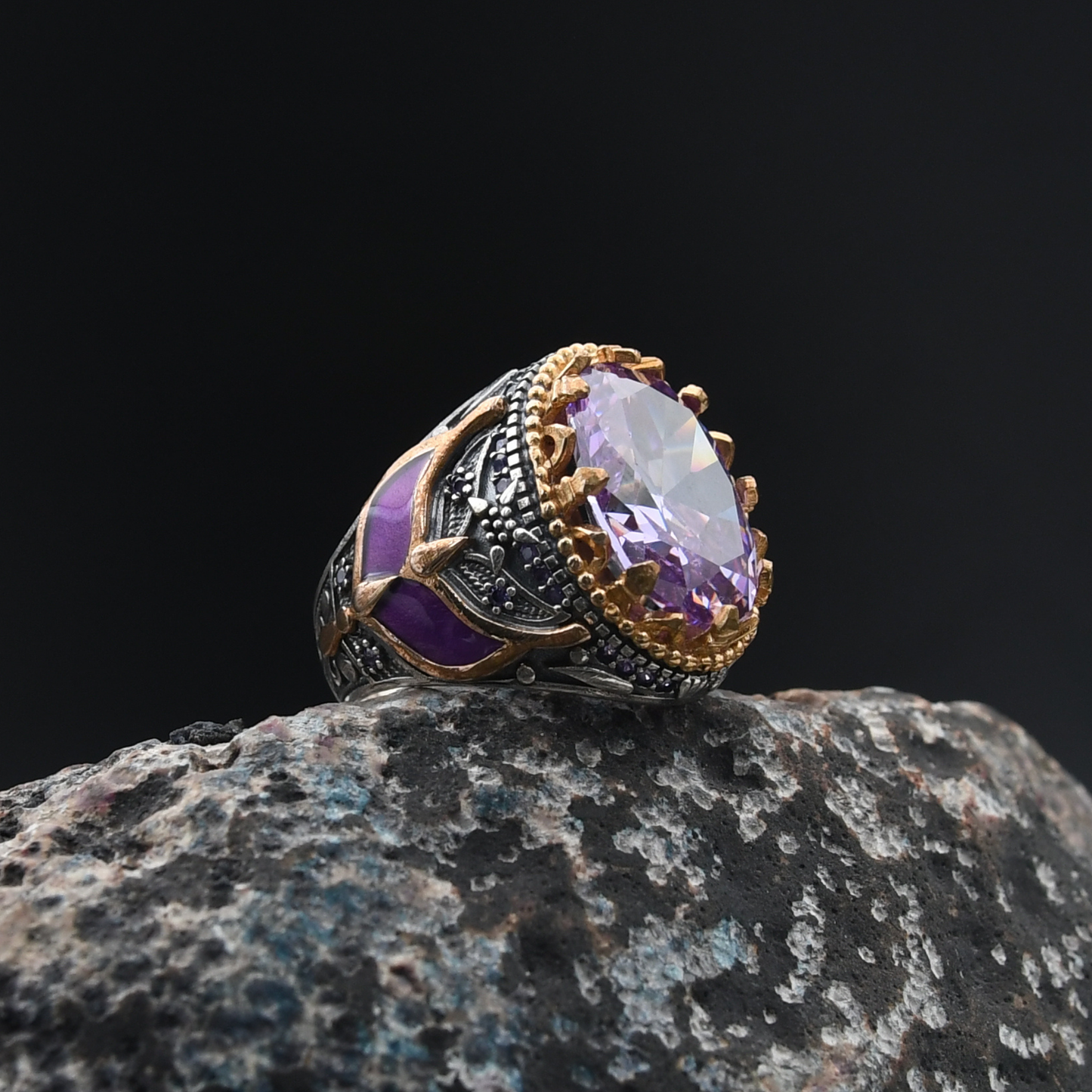 Ametist Taşlı Gümüş Yüzük