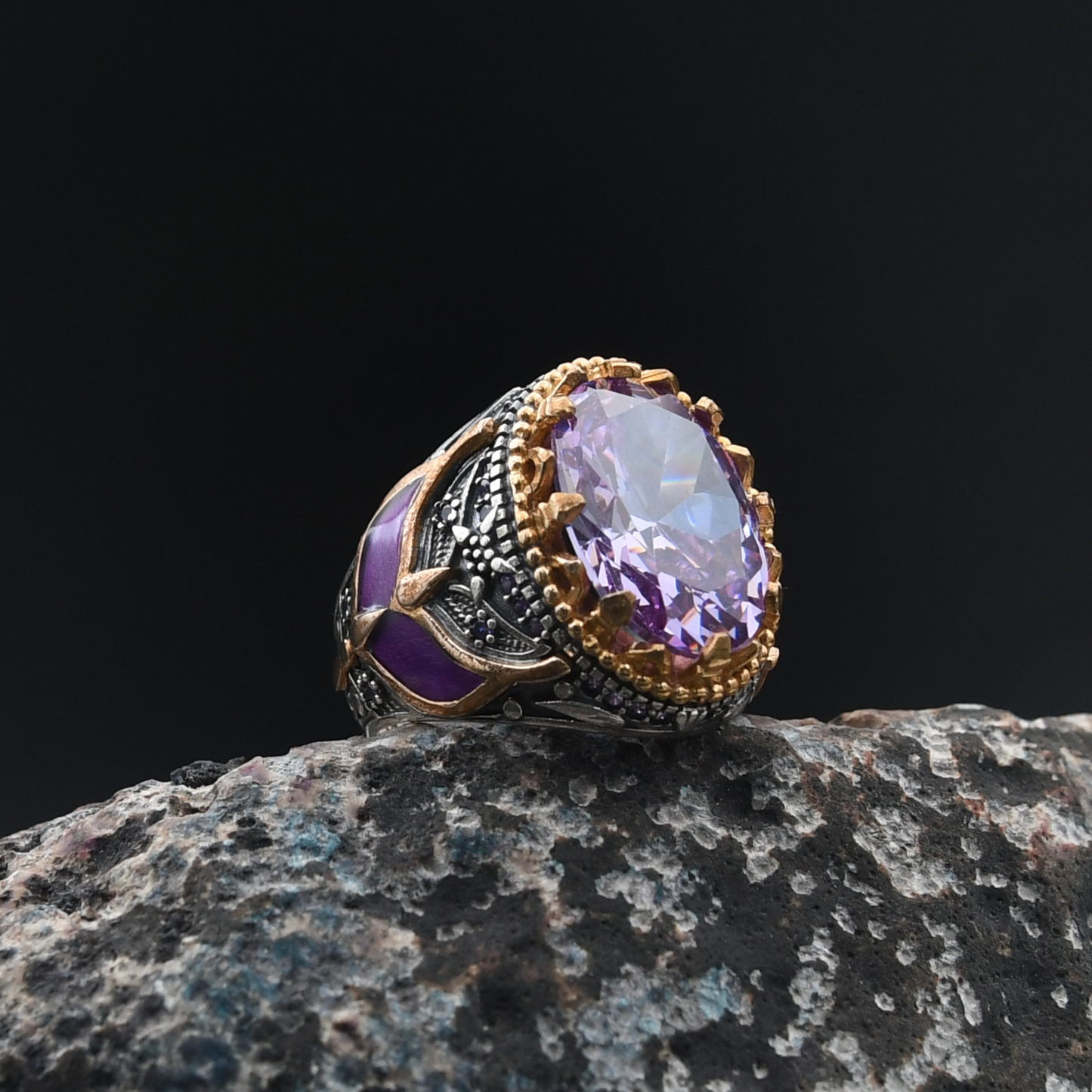 Ametist Taşlı Gümüş Yüzük