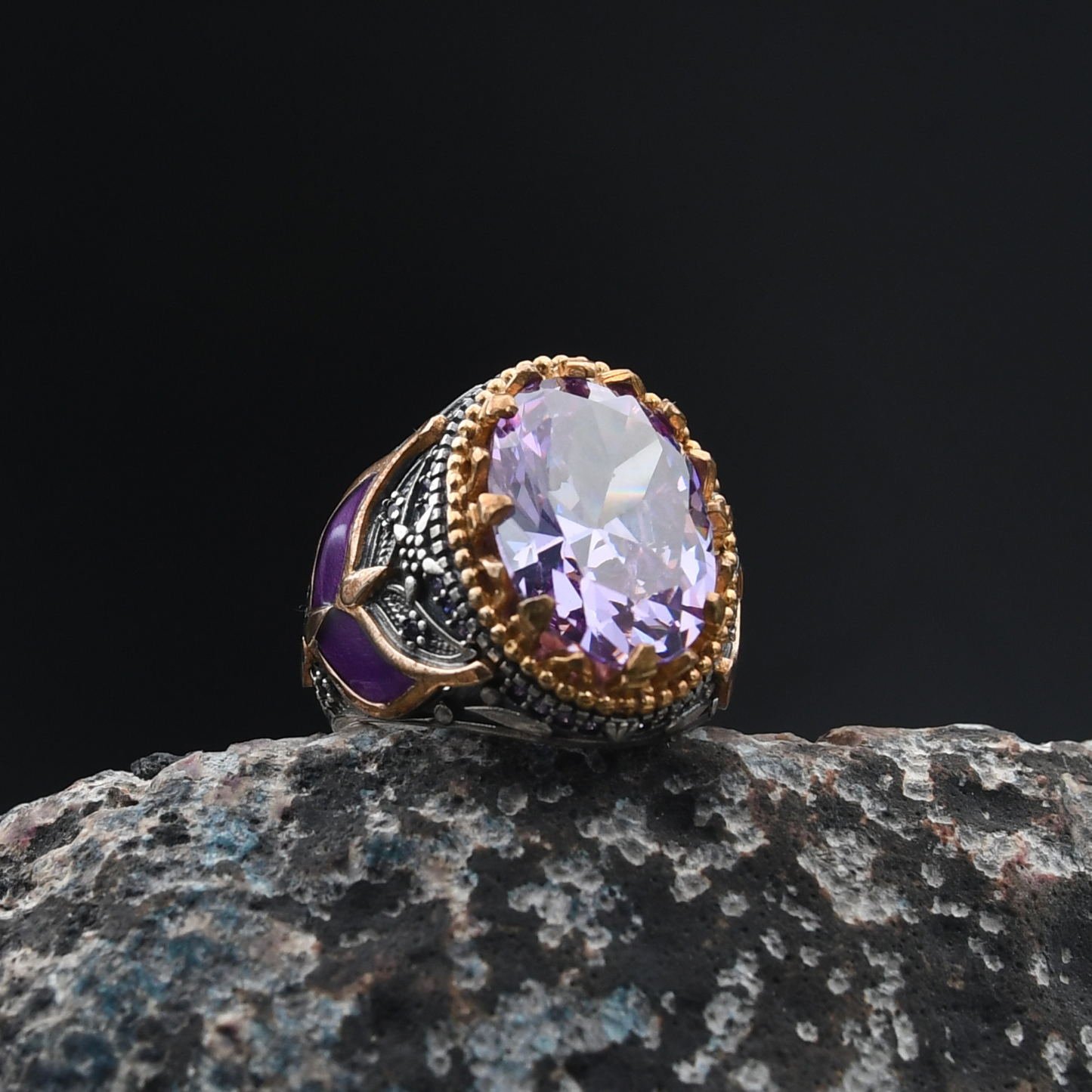 Ametist Taşlı Gümüş Yüzük