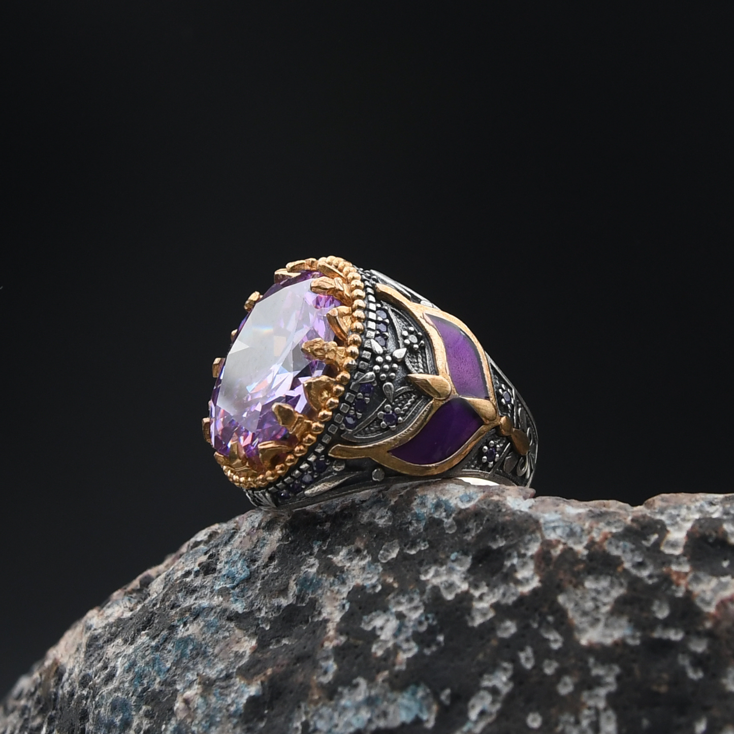 Ametist Taşlı Gümüş Yüzük