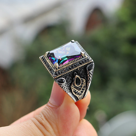 Mistik Topaz Taşlı Erkek Yüzük (YY-030)
