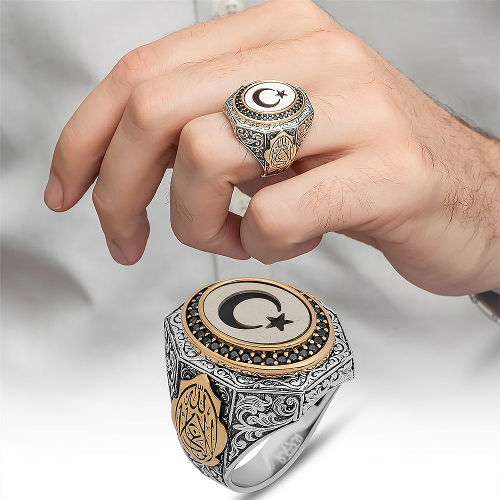 Ay Yıldızlı Gümüş Yüzük