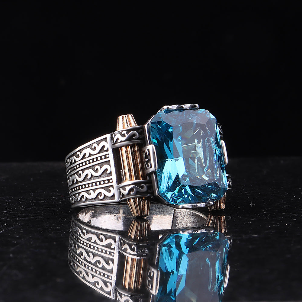 Aqua Marin Taşlı Erkek Yüzük (YY-001)