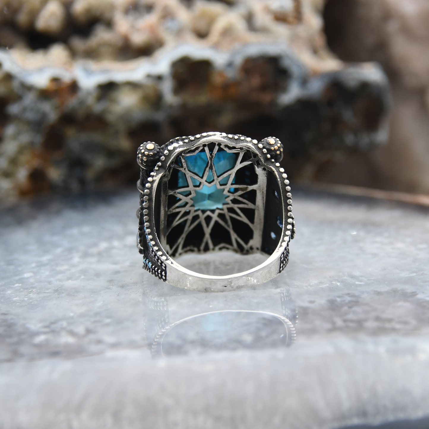 Aquamarine Taşlı Gümüş Yüzük